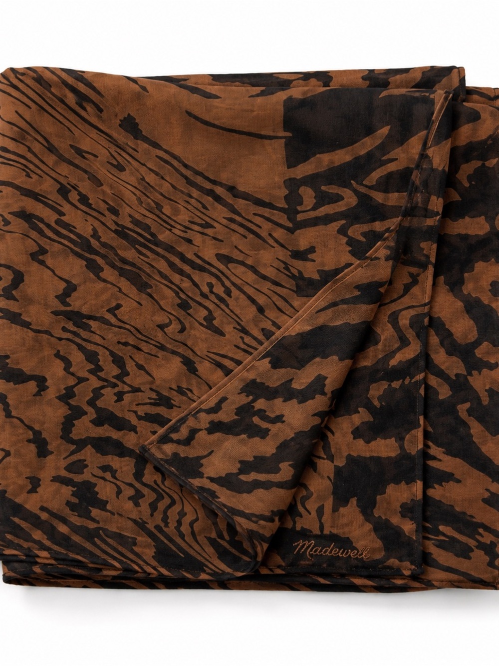Madewell Tiger Print Sheer Square Scarf Brown Black Y2K Bandana - Picture 2 of 6